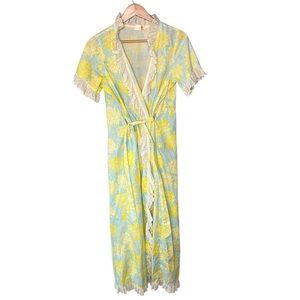 The Lilly Lilly Pulitzer Vintage 60s/70s Maxi Wrap Dress Hostess Gown Palm Beach